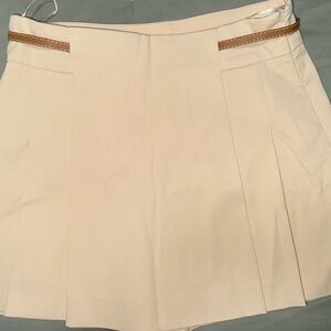 Zara Cream Pleated Skirt with Tan Accent